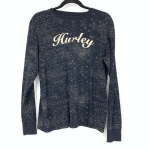 Hurley Men's Size M Crew Neck Logo Thermal T-Shirts Long Sleeve Black/Gray